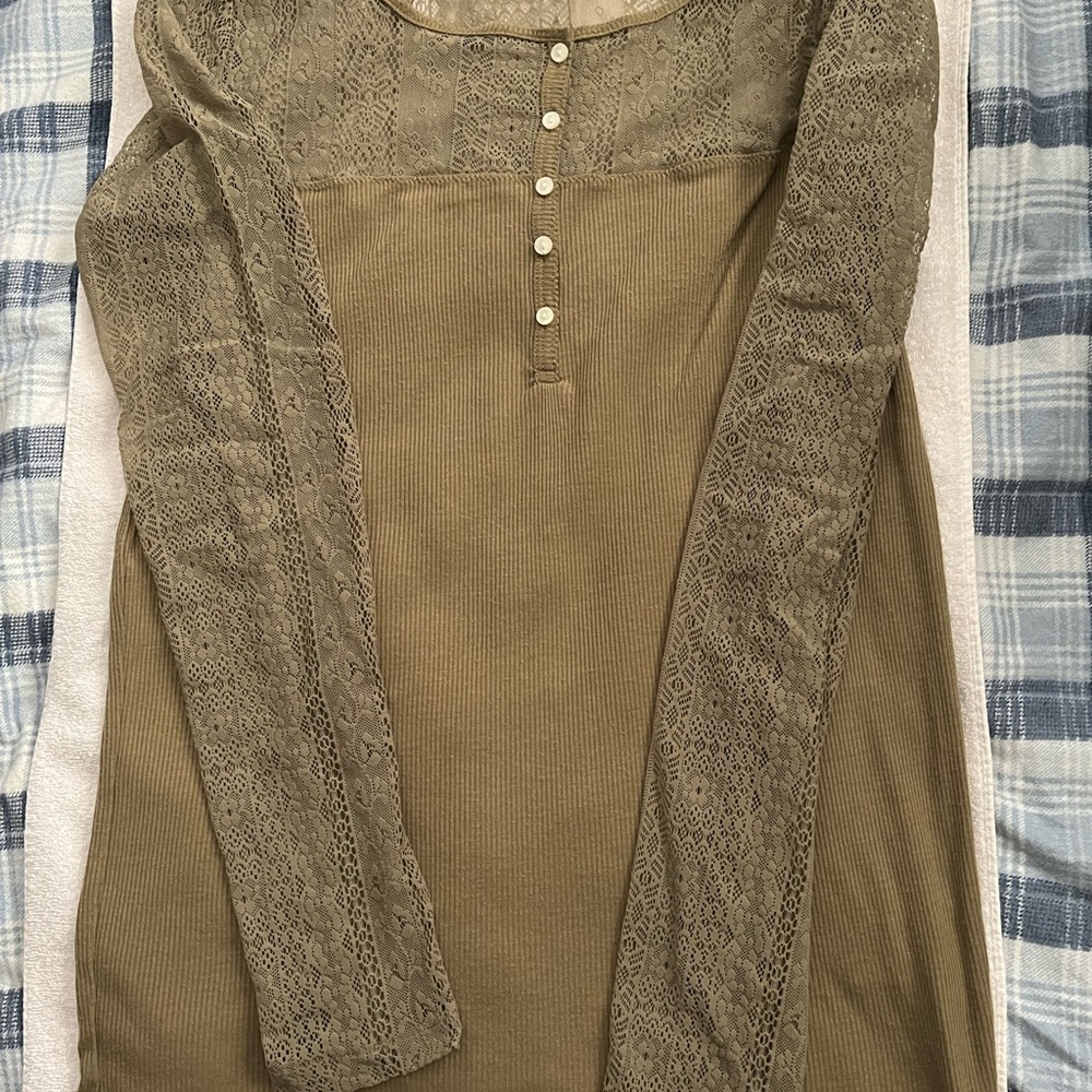 Denim & Supply Ralph Lauren Olive Lace Top